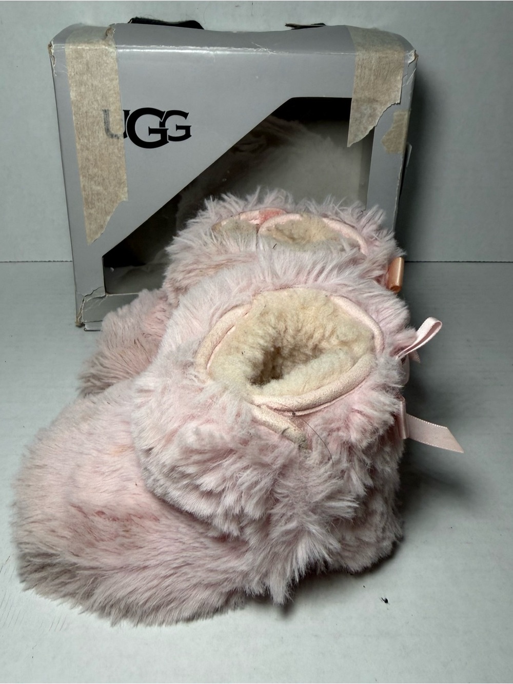 UGG Girls Bow Fluff Shearling Booties Pink Infant Baby 3 Cute Soft Winter